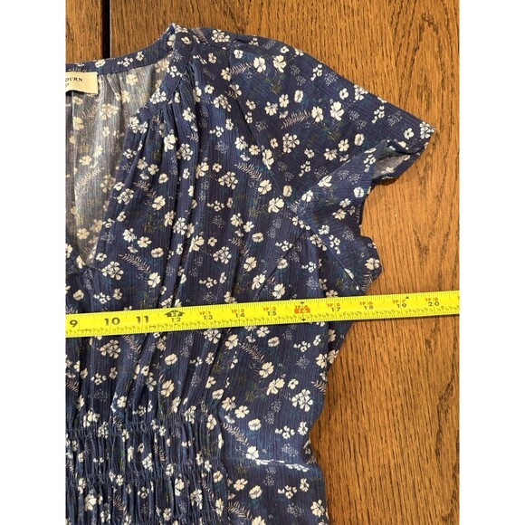 Sojourn Blue Floral Maxi Dress Women’s Sz S Short Sleeve V Neck Elastic Waist - Picture 10 of 12